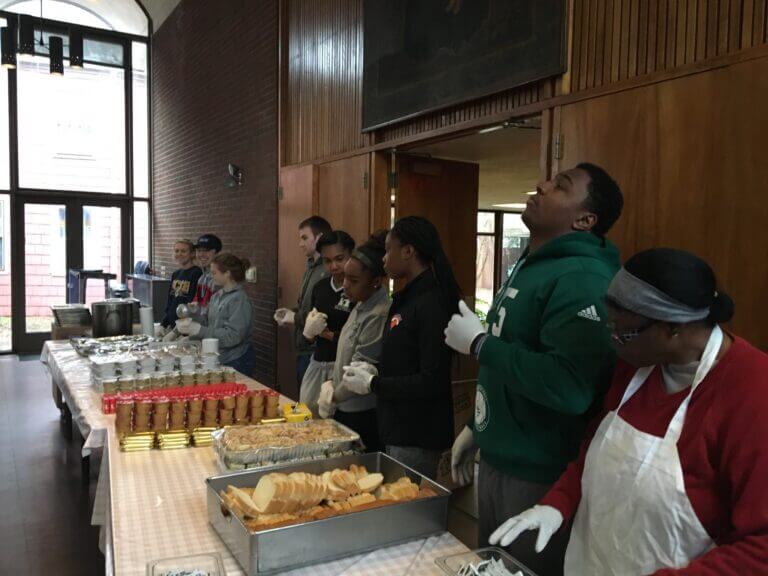 Ready to serve a meal at Community Soup Kitchen New Haven.